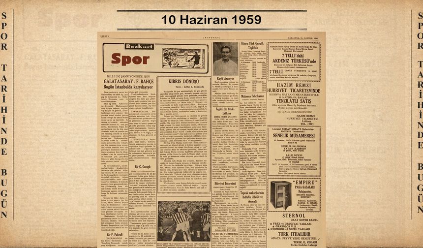 Şampiyonluk İçin Karşı Karşıya! 10 Haziran 1959