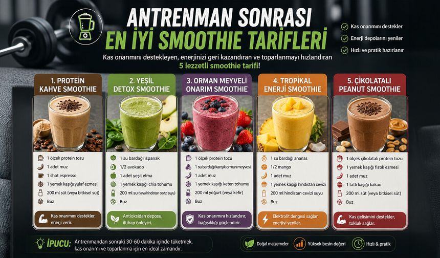 Antrenman sonrası en iyi Smoothie tarifleri