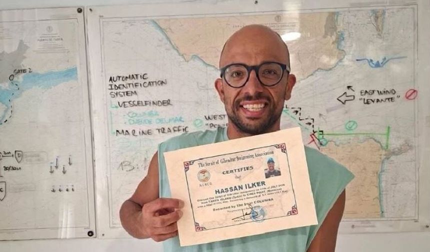 Hasan İlker, Cebelitarık'ı geçen ilk Kıbrıslı Türk sporcu oldu