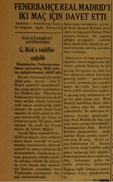 Fenerbahçe’den Real Madrid’e Davet